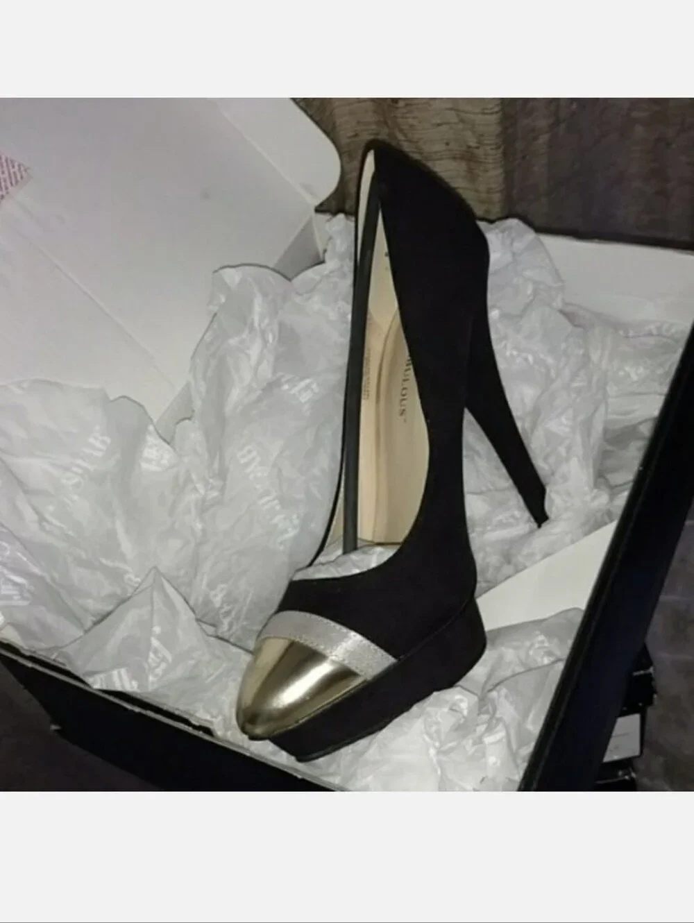 JustFab ELECTRA Black Silver Toe Heels Size 10